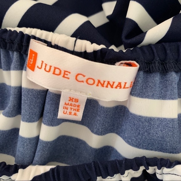 Jude Connally Striped Off Shoulder Top XS Jude Cloth Navy Blue White - Picture 5 of 7